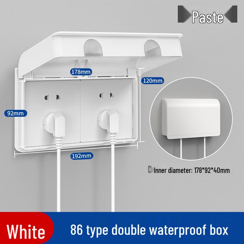 Водонепроницаемая крышка для розетки в ванной комнате, тип 86: Защищенная от детей, клейкая коробка-экран