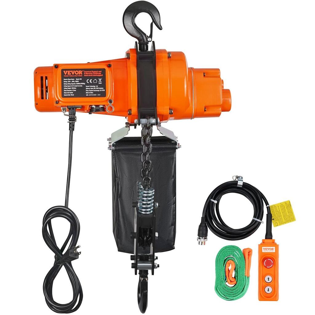 Electric Chain Hoist Single Phase Crane Hoist 2200 lbs Load 10 ft Lifting