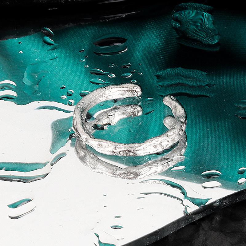 Geometric Glossy Concave Convex Shaped Ring Female Niche Design Personality High Sense Finger Ring Ins Cold Temperament Opening Index Finger Ring