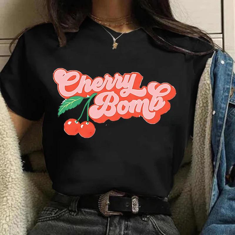 Сладкая клубника вишня повседневные футболки готическая футболка Harajuku 90s футболка женские летние топы уличная одежда