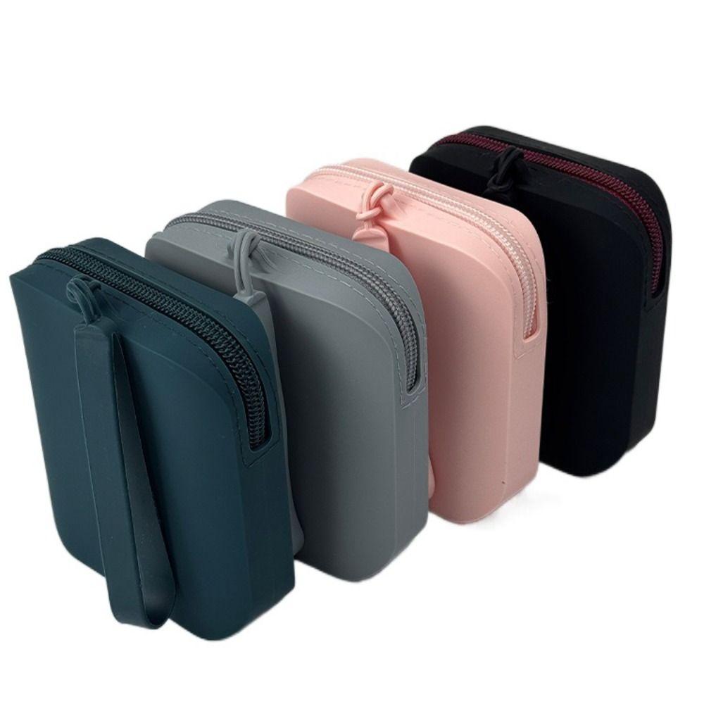 Rectangle Multifunction Storage Bag Solid Color Small Item Bag Casual Silicone Cosmetic Bag Men