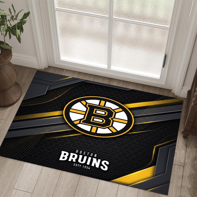 Дизайн Boston Bruins Кристальный Велюровый Ковер Уютный Не?Нескользящий ковер с принтом для спальни, гостиной, прихожей