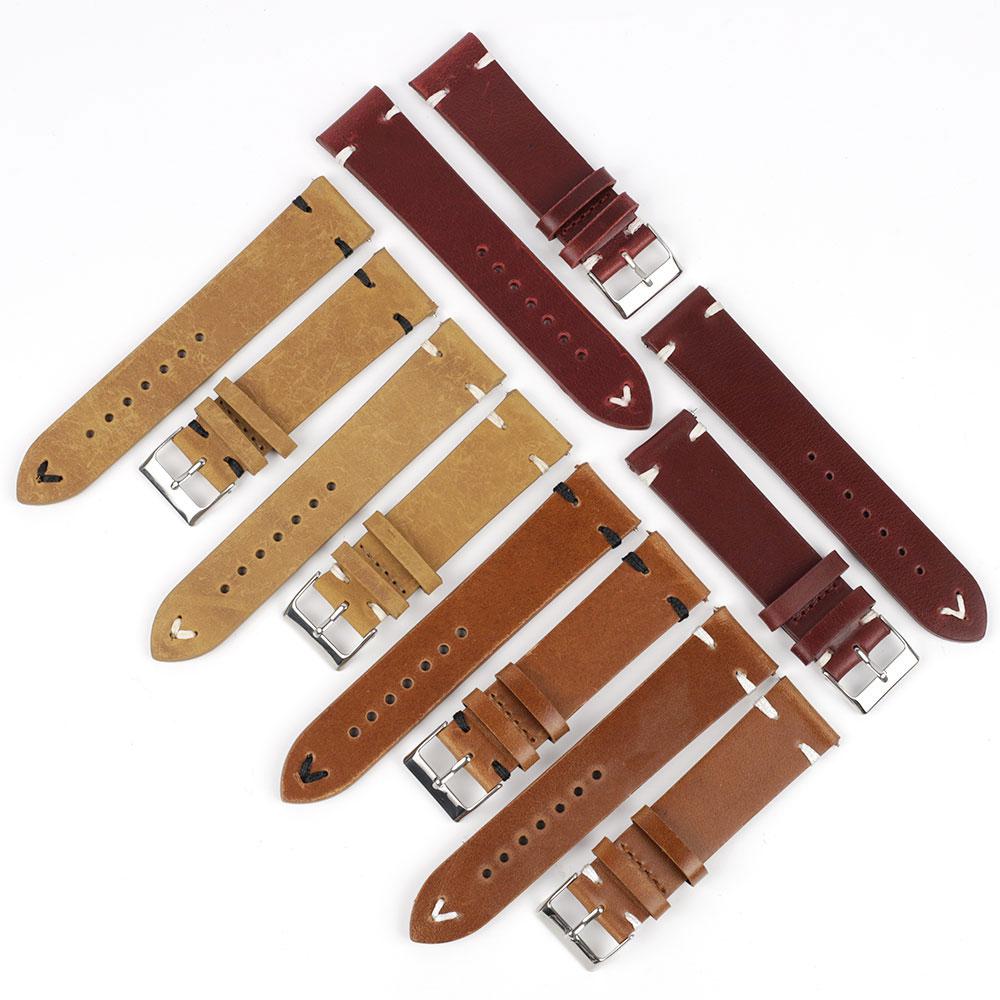 Retro Oil Wax Genuine Leather Watchband 18mm 20mm 22mm 24mm Quick Release Calfskin Watch Strap for Men Wristband Watch Accessory