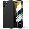 Case and 2 Tempered Glasses for iPhone 16 Pro Max, Ultra Slim Shockproof Anti-Scratch Protection Black