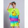 Summer Kids Set Fun Cartoon Duck Printed Kids T-shirt and Shorts 2 Piece Set Summer Casual Outdoor Boys and Girls Outfit Kids Clothing