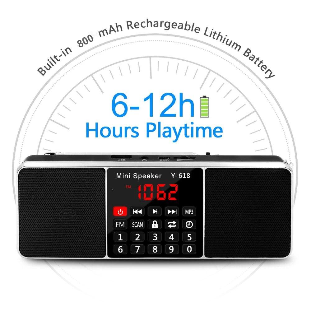 Цифровой FM-радиоприемник, динамик, стерео MP3-плеер, поддержка TF-карты, USB-накопитель, светодиодный дисплей, время выключения, портативные радиоприемники
