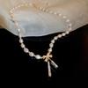 Korean temperament love butterfly pearl fringed necklace fashion collarbone chain versatile item decoration