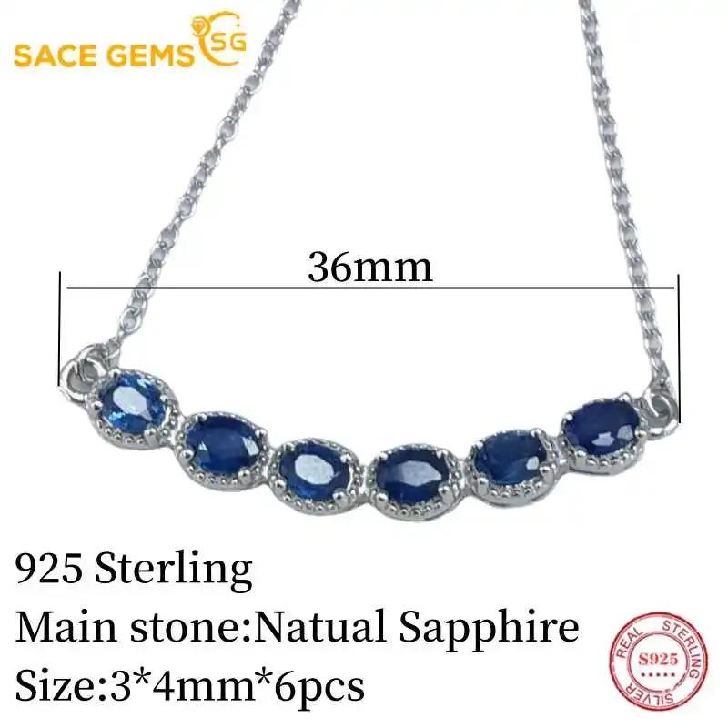 Sace Gems Сертифицированное стерлинговое серебро S925 3*4 мм, ожерелья с подвесками из натурального сапфира для женщин, для помолвки, коктейльной вечеринки, изысканные ювелирные изделия