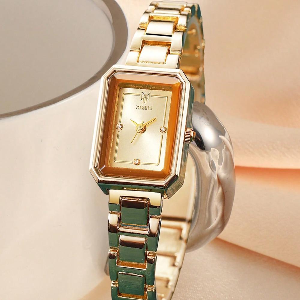 Роскошные Золотые Часы Топ-Бренда Женские Элегантные Женские Кварцевые Часы с Маленьким Квадратным Циферблатом Простые Модные Женские Часы zegarek damski