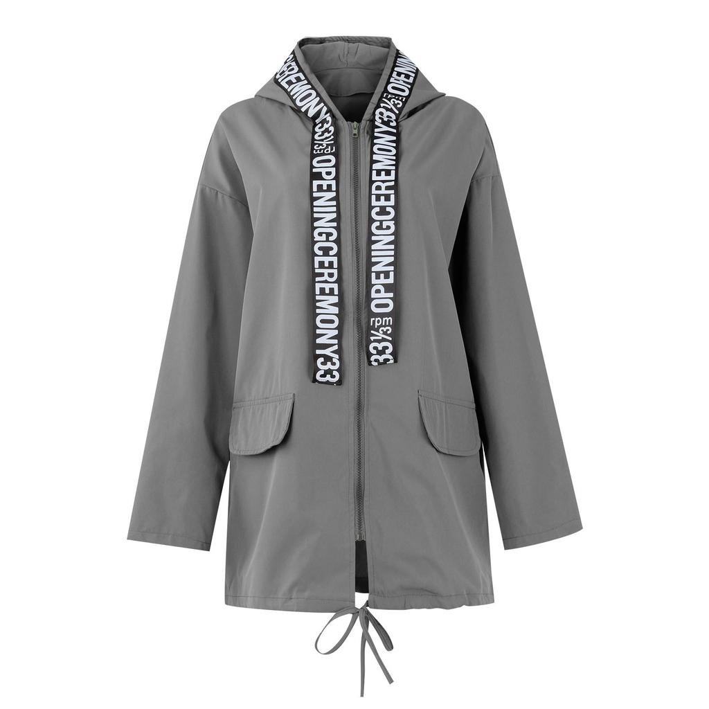 Женская однотонная свободная повседневная ветровка из ткани Макинтош с капюшоном, темпераментная куртка