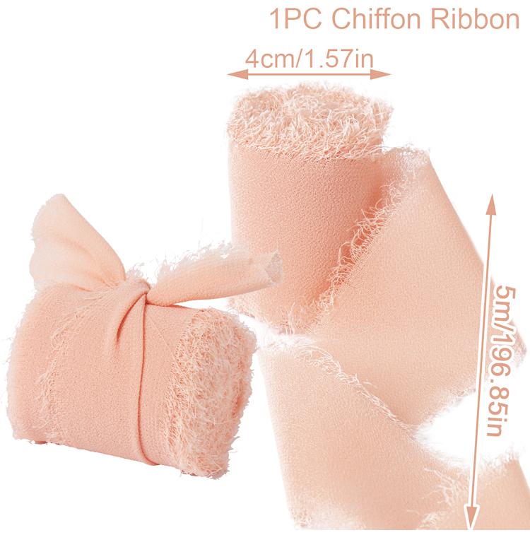5mroll Ribbon Silk Frayed Edged Wrinkle Chiffon Handmade Ripped Wedding Party Flower Bouquet Gift Packing Decorations Diy Craft