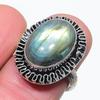 Кольцо из стерлингового серебра 925 пробы с натуральным лабрадоритом, размер 8 q0F78