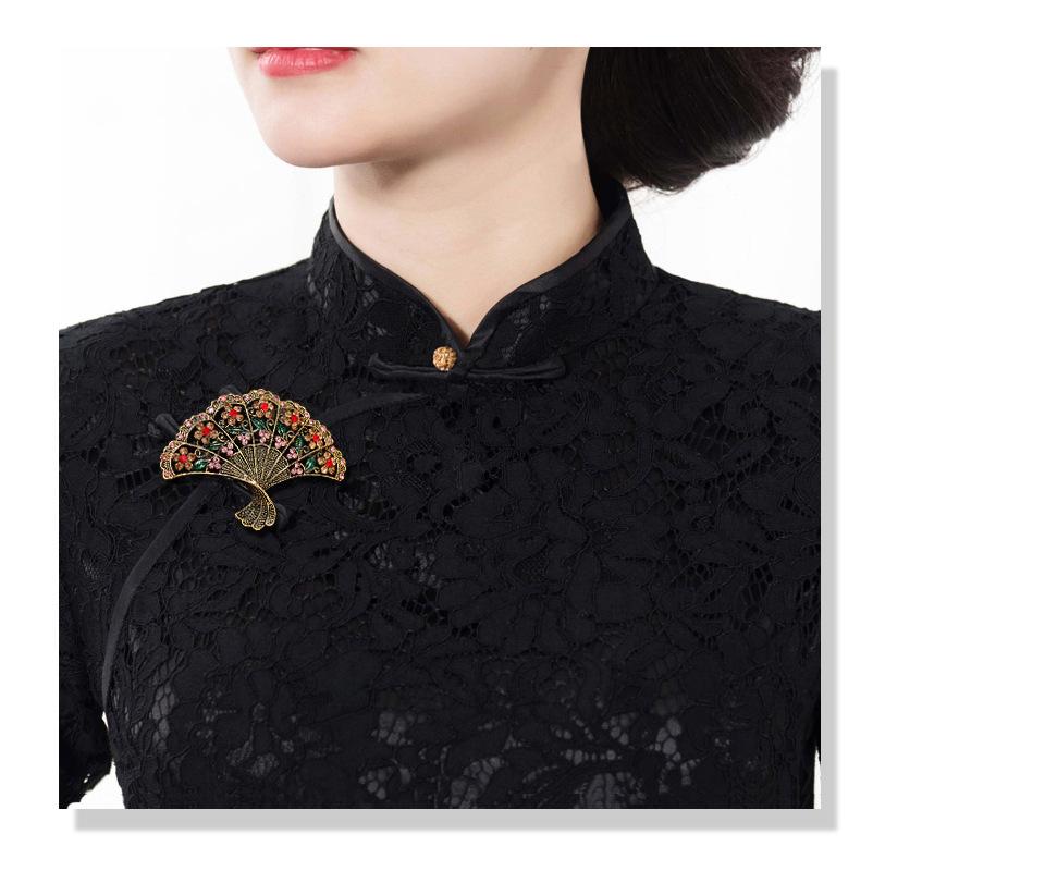 Ретро новая выдолбленная брошь в виде веера женская мода цветок Cheongsam на пуговицах на груди цветок аксессуар булавка
