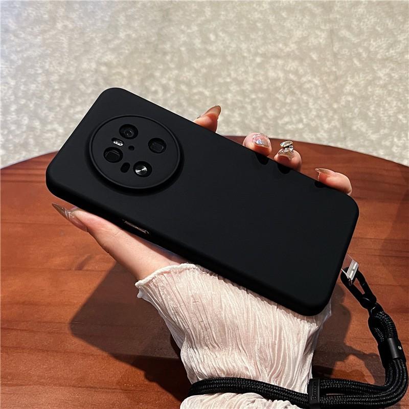 Mate 70 Pro Liquid Silicone Phone Case With Wrist Strap Anti-Shock Drop Protection Skin Cover