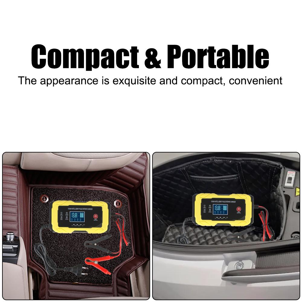 Зарядное устройство для аккумулятора автомобиля и мотоцикла, интеллектуальное импульсное быстрое зарядное устройство с цифровым ЖК-дисплеем, автоматический импульсный ремонт 12 В 12 А/24 В 6 А