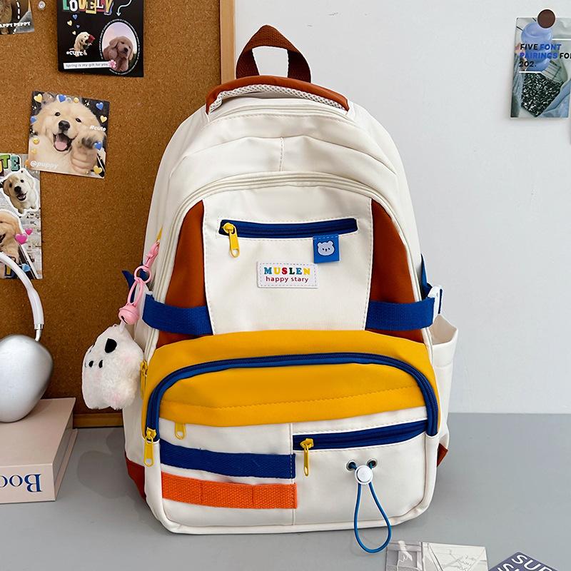 New Japanese Ins Schoolbag Female Mori Contrasting Color Primary and Secondary School Student Leisure Backpack College Style Student Backpack