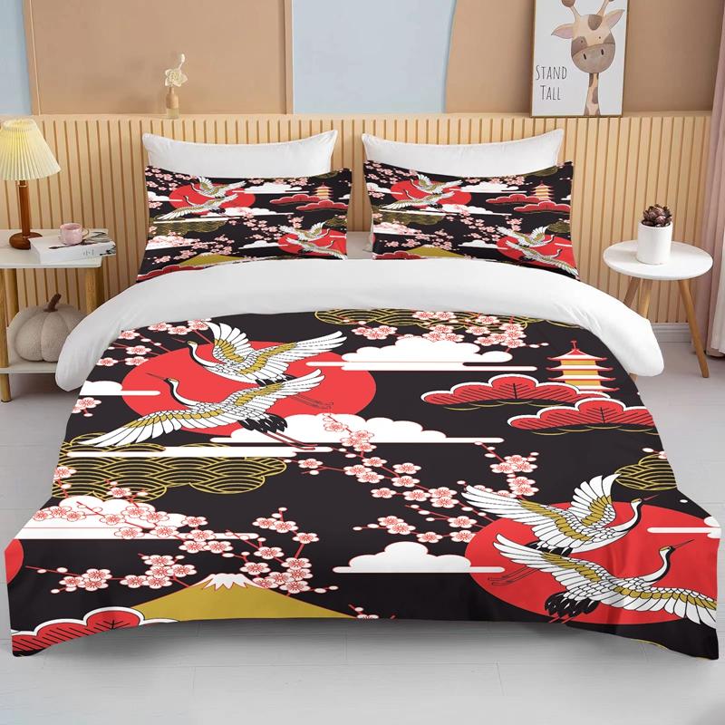 10 Sizes ese Kimono Fine Pattern Bedding 3 Piece Collection King Size Double Bedding Set Microfiber Or Polyester Duvet Cover Set