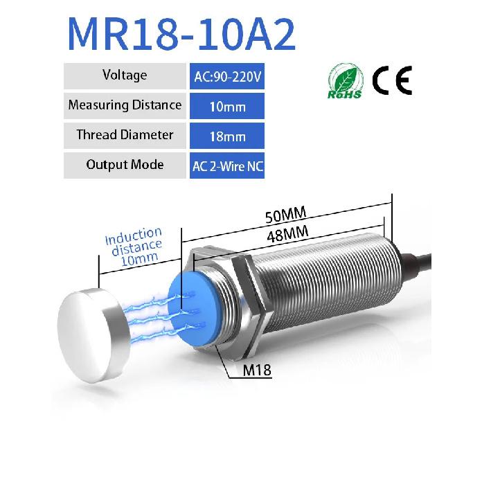 GTRIC Magnetic Reed Switch Proximity Sensor LG18A3 Premium M18 Cylinder Series 10-30 90-220V 10mm Sensing Distance NO NC