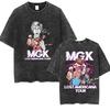 Рэпер Machine Gun Kelly MGK Тур Lost Americana Стиранные Футболки Унисекс Хип-Хоп Винтажная Футболка с Коротким Рукавом Streetwear
