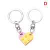 2Pcs Love Heart Brick Keychain For Couples Friendship Birthday Jewelry Gift