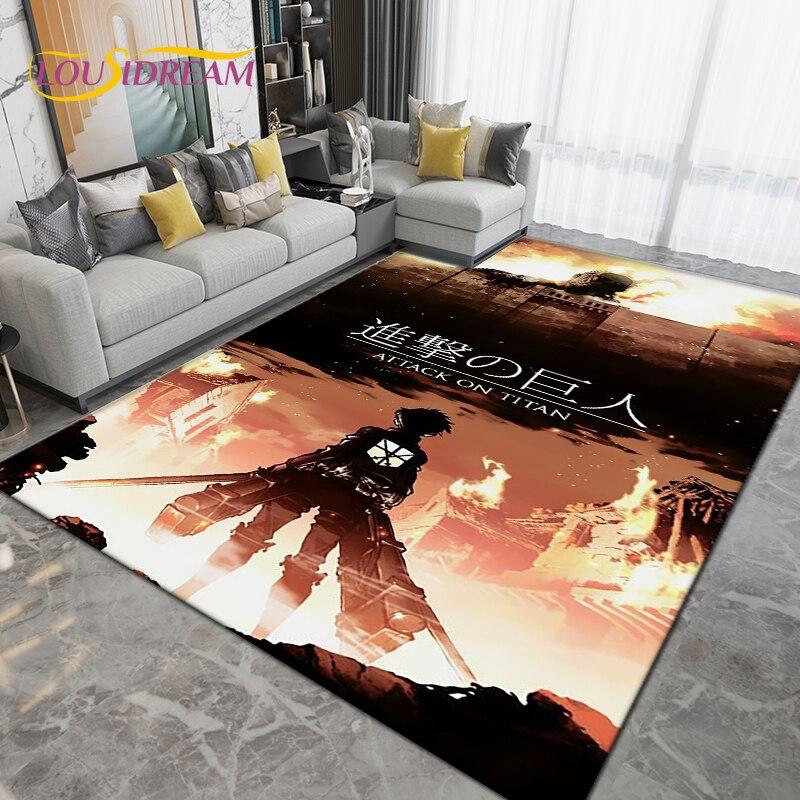 Большой коврик с рисунком аниме «Атака Титанов», коврик для гостиной, спальни, кухонный коврик для ванной комнаты, нескользящий напольный коврик в подарок