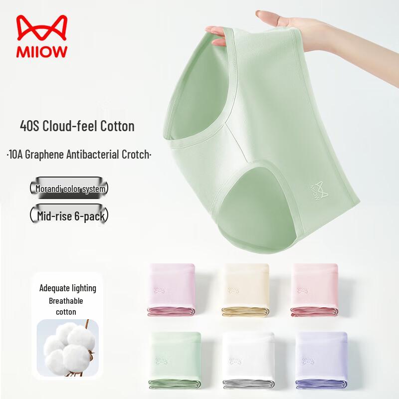 MaoRen Women's Assorted Breathable Mid-Waist Briefs (6-Pack)