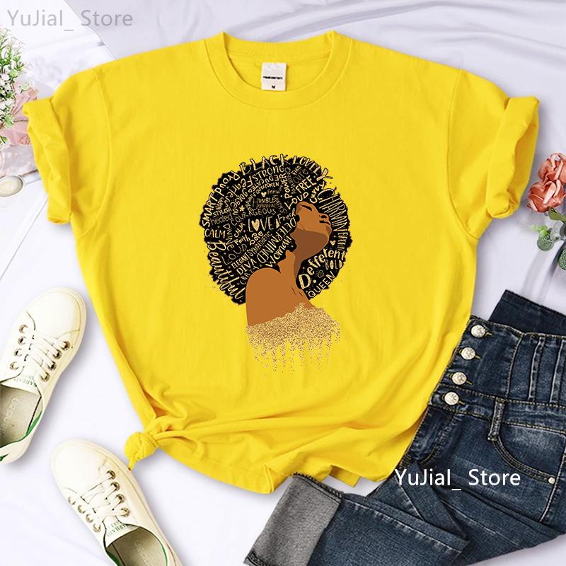 Винтажная черная женская футболка Pure African T Shirt Women Melanin Shirt Aesthetic Clothes Haut Femme Summer Tops White Female T-Shirt