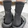 Утолщенные хлопковые носки однотонные вязаные носки простые носки средней длины спортивные