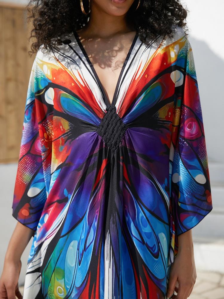 EDOLYNSA Лестный женский кафтан в богемном длинном платье, халат большого размера, платье Moo Moo, купальник, накидка, одежда для отдыха Q1634