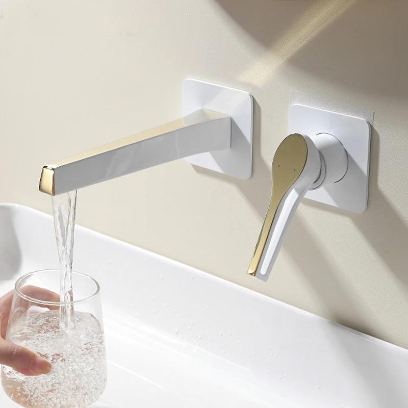 black rose gold Wall Mounted Basin Faucet Brass Foldable and Bathroom Taps Single Handle Dual Holes Mixer Tap Faucet Cold Hot