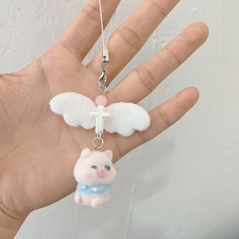 Мультяшный флокированный брелок-подвеска в виде собаки-копилки для женщин, девочек, милая подвеска для сумки, кавайная цепочка для мобильного телефона, подарки