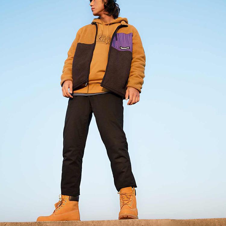 Timberland Теплая флисовая куртка с цветным блоком и логотипом, мужские куртки, резина A24A5-CD5