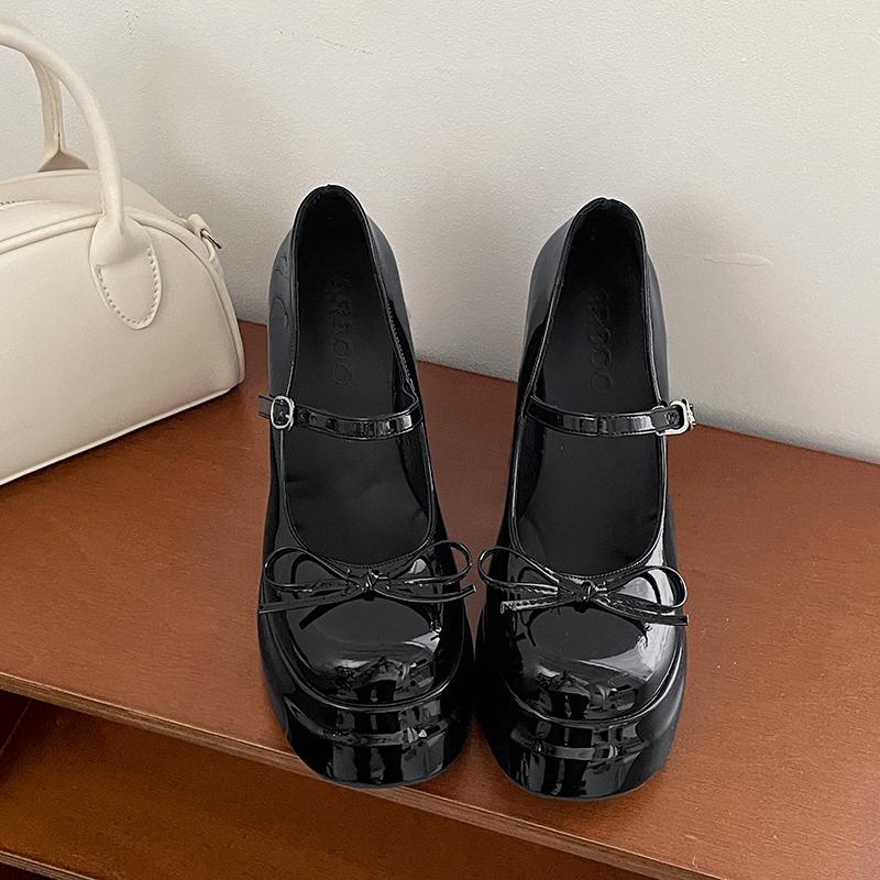 Autumn Platform Thick Heel Women Mary Jane Shoes Fashion Butterfly-knot Shoes Ladies Outdoor Dress Pumps