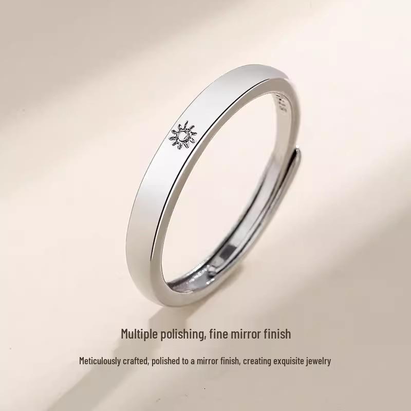 Кольца для пар из стерлингового серебра 925 пробы Солнце Луна: Черно-белые разомкнутые кольца для любви на расстоянии