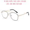 0 -0.5 -0.75 To -6.0 Double Beam Polygon Blue Light Blocking Myopia Glasses With Prescription Metal Minus Diopter Eyeglasses