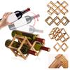 Wine Rack, Wood Wine Storage Racks Countertop, Wooden Stackable Wine Cellar Racks, Foldable Tabletop Standing Wine Bottle Stand Holder Display Shelf