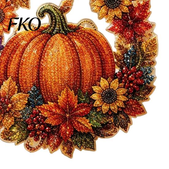 Christmas Party Decoration Pumpkin Acrylic Window Hanging Decor, Fall Harvest Wreath Ornament for Festive Pendant Thanksgiving Halloween, Indoor
