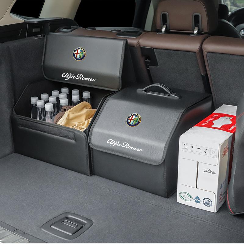 For Alfa Romeo Car Trunk Storage Bag Leather Camping Box Collapsible For Alfa Romeo Giulietta GT 159 147 156 Mito Brera Giulia FZQ5