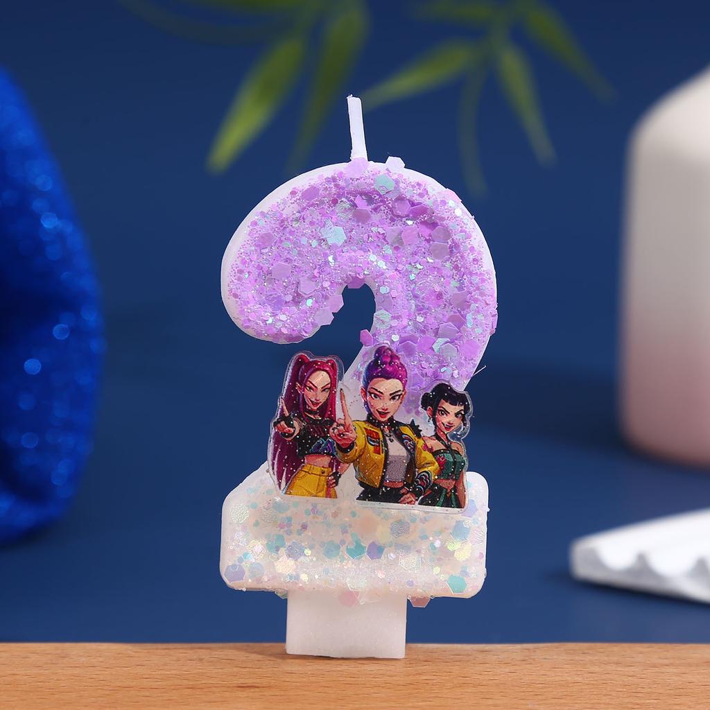 NEW 0-9 Candle for KPop Demon Hunters Digital Candle Cake Decoration Numi Mira Zoe Cake Top Birthday Party Cake Decoration