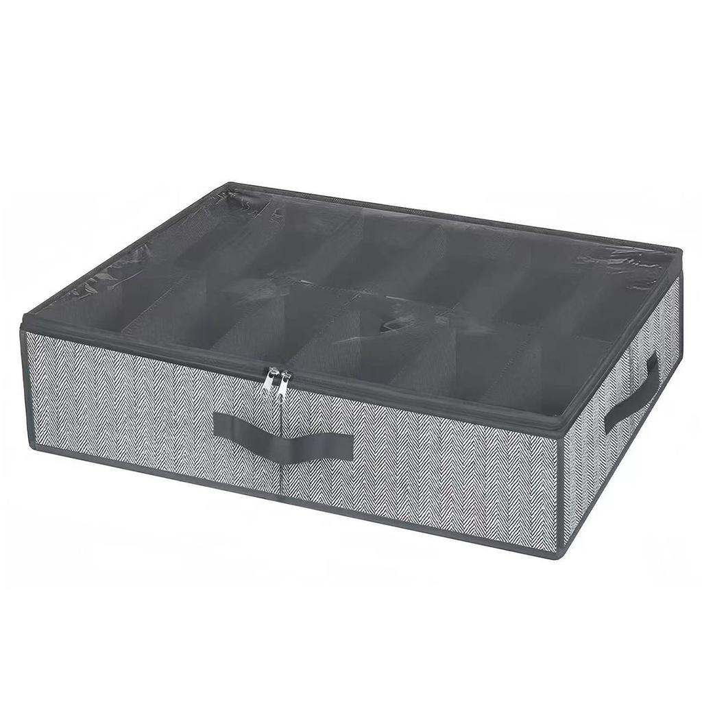 Under Bed Shoe Storage Organizer 1 Piece - Holds 12 to 16 Pairs Breathable Foldable with Transparent Window for Easy Viewing