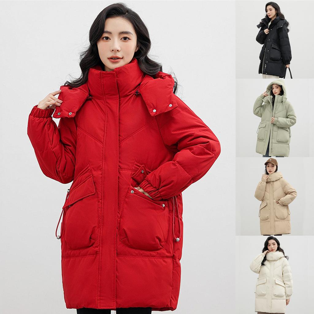 Girls' Thickened Medium-Length Loose Fashion Large-Size Hooded Comfortable Quilted Cotton-padded Jacket