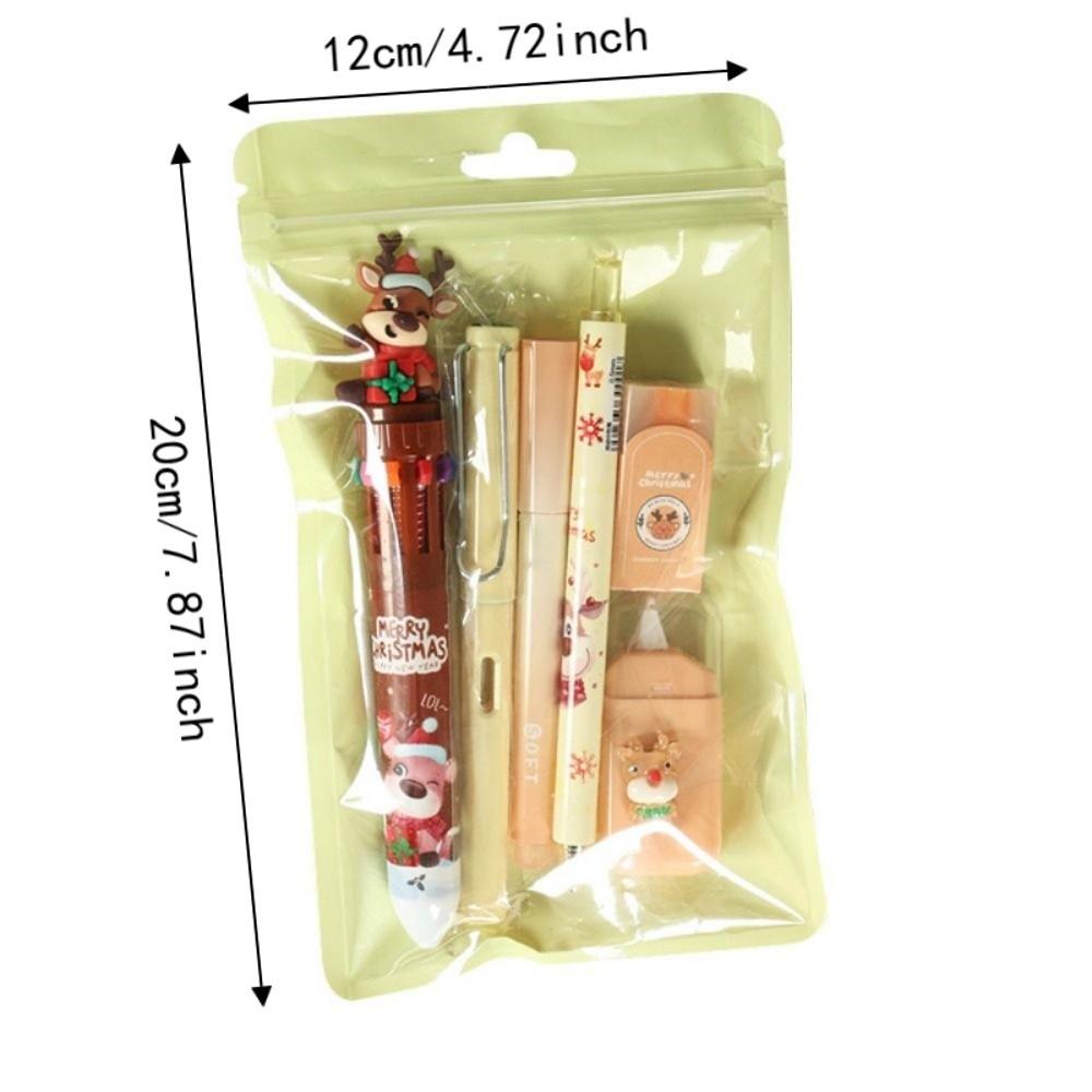 6Pcs/Set Cartoon Christmas Stationery Set Highlighter Pen Back To School Student Tools Gift Kit Eternal Pencil Eraser