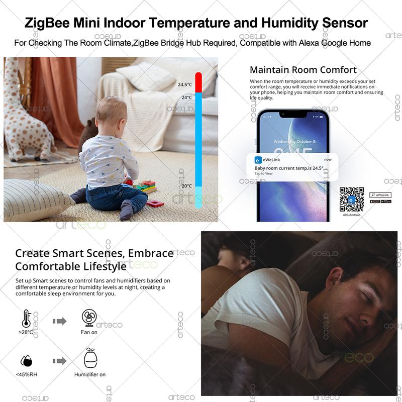 Ewelink ZigBee Smart Temperature Humidity Sensor Battery Powered APP Control Thermometer Hygrometer Controller For Alexa Google