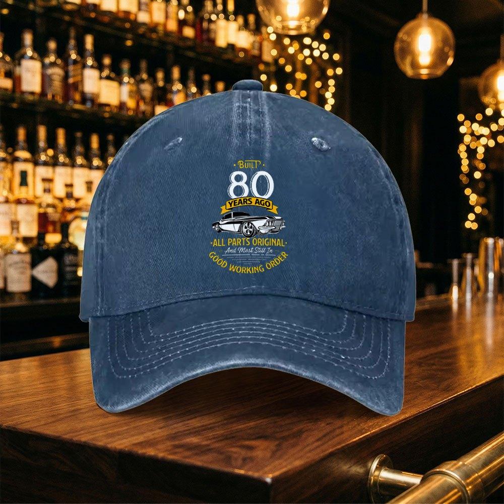 Retro Washed Baseball Cap for Vintage Cars th Birthday Gift Lightweight Printed Craft Hat for Unisex