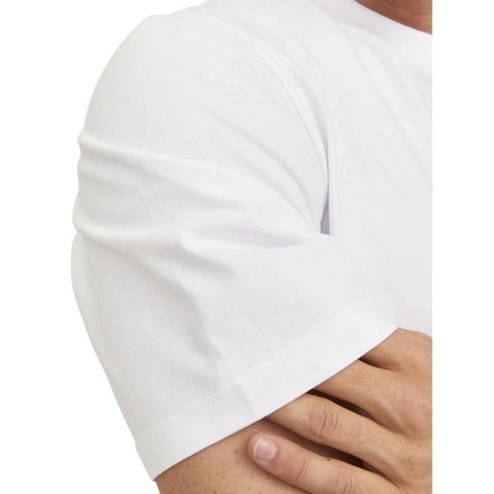 T-shirt coton - PREMIUM BY JACK &amp; JONES - Regular - Blanc - Manches courtes - Col arrondi