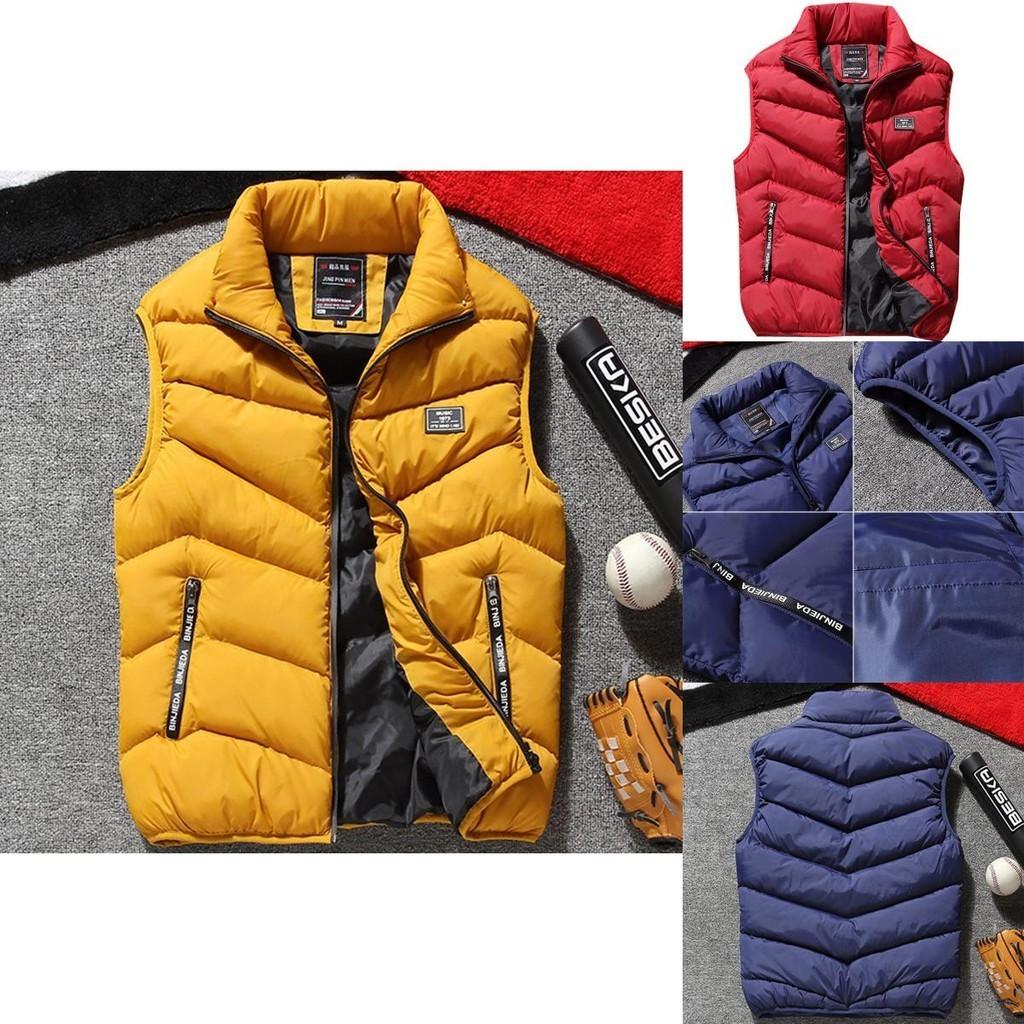 Fashionable Mens Quilted Coat Vest Waistcoat Parka With Solid Pattern And Regular Fit