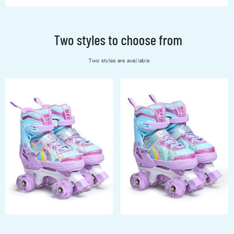 Colorful Double-Row Flashing Inline Roller Skates for Kids Ages 2-12