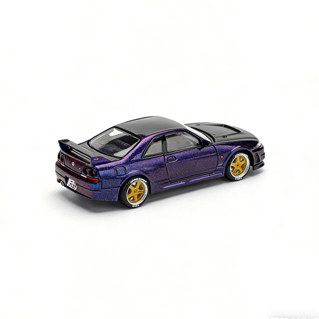in Stock POP RACE PR640256 1:64 Nissan Skyline GT-R R33 Midnight Purple (Carbon Hood, Gold Wheels) Diecast Model Car