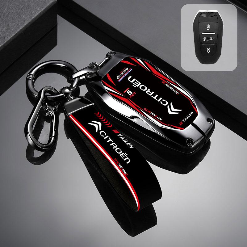 LIJX5 New Zinc Alloy Leather Car Remote Key Case Cover Key Protector For Citroen C1 C2 C4 C6 C3-XR Picasso Grand DS3 DS5 Accessories