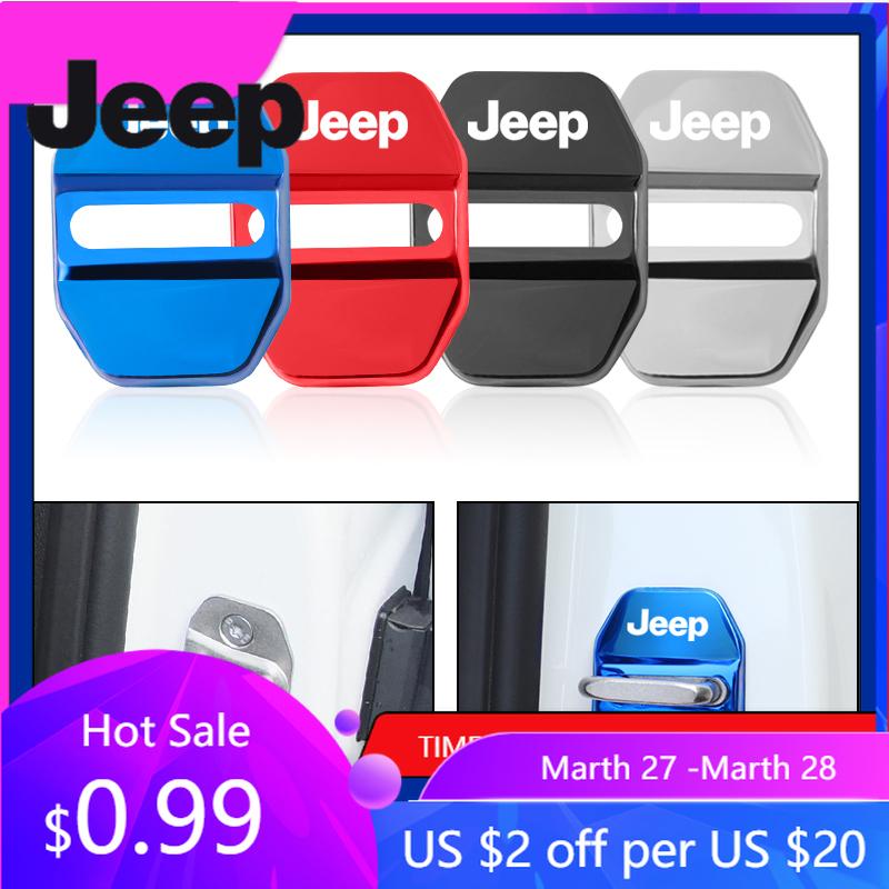 Для Jeep 4 шт. Накладки на замки дверей автомобиля Защитные накладки Аксессуары Для Jeep Grand Cherokee Wrangler JK Gladiator Compass Renegad